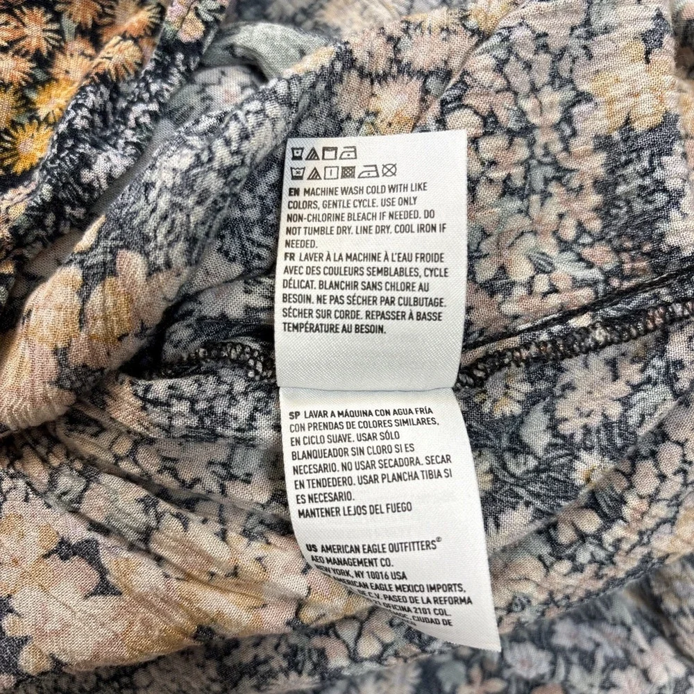 American Eagle Lace Tiered Floral Maxi Dress Women XS Multi Boho Prairie Cottage